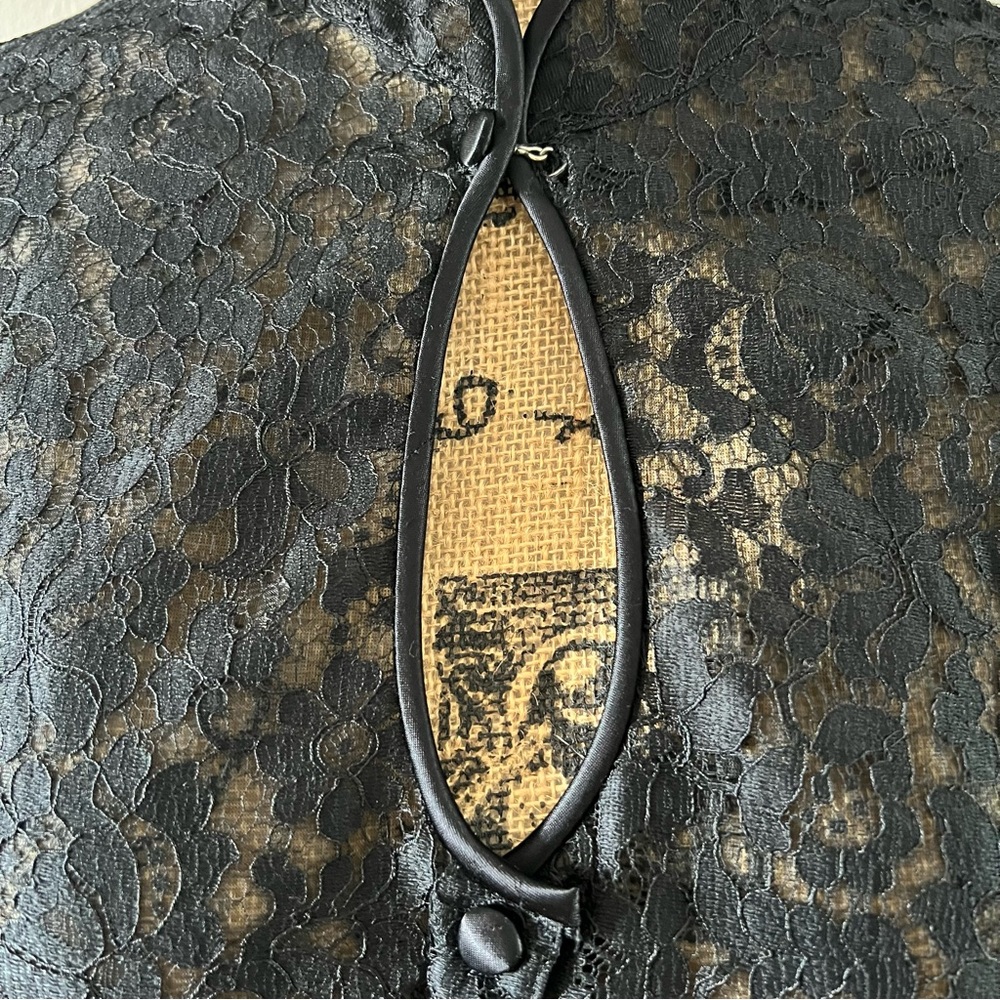 Vintage Gotham Lingerie Black Lace Jacket With Mandarin Collar Size Large - Picture 4 of 8